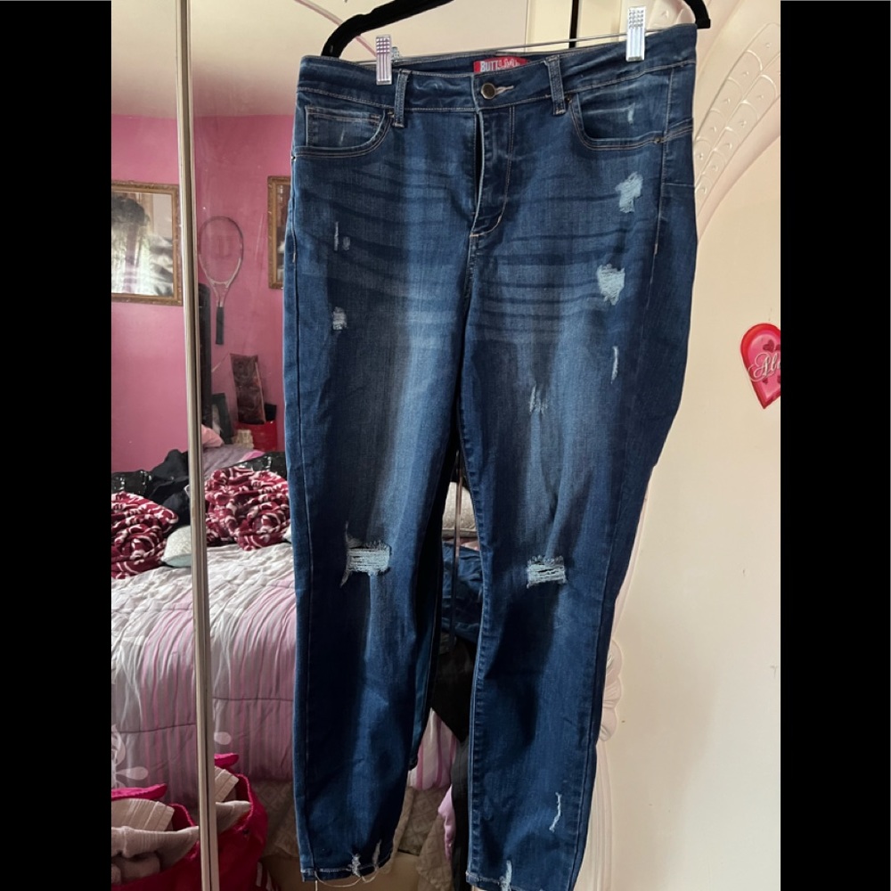 Rainbow rip jeans size 15